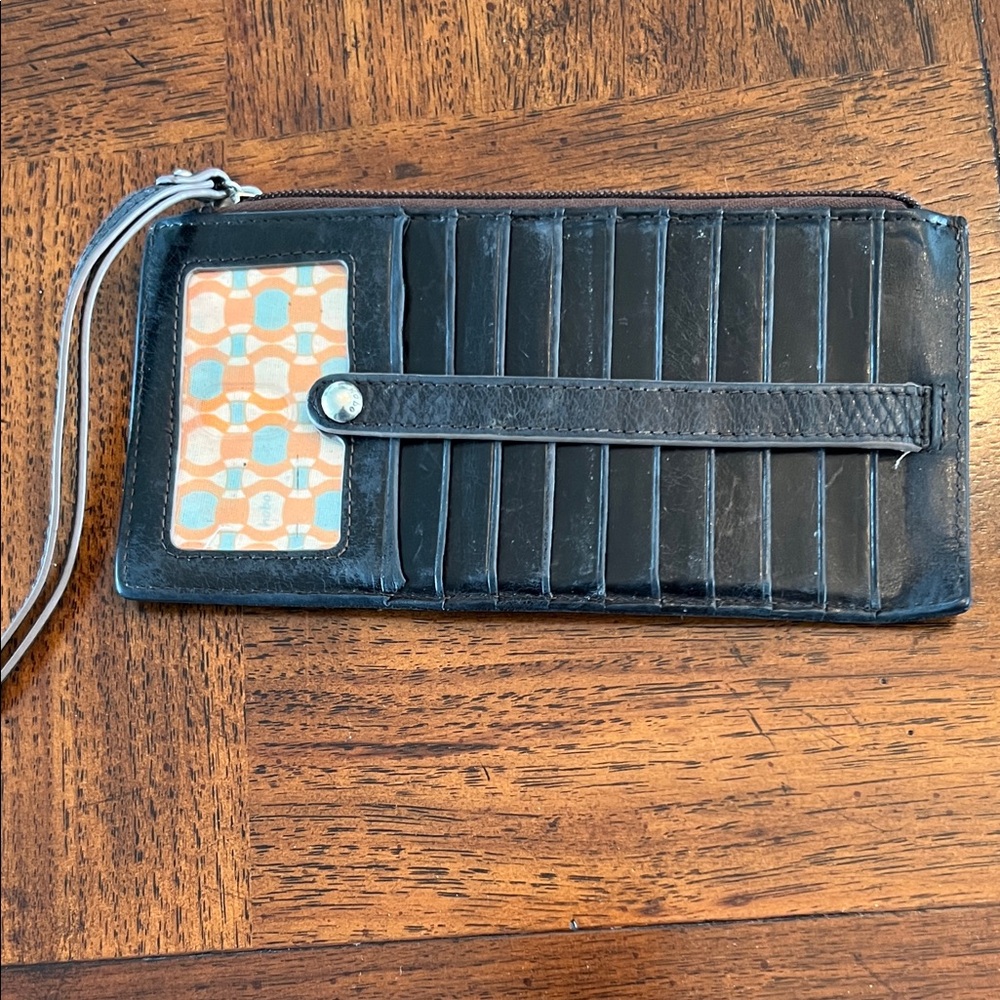 Hobo Black Leather Wallet with Strap
